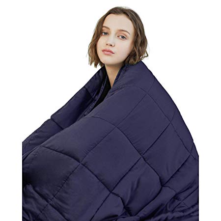 YnM Weighted Blanket | 9KG，152cmx203cm for 72.5-86KG Persons | 100% Cotton Material with Glass Beads，Navy