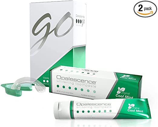 Opalescence Whitening Bundle - Opalescence Go™ 15% Hydrogen Peroxide Prefilled Whitening Trays and Whitening Toothpaste - Mint Flavor