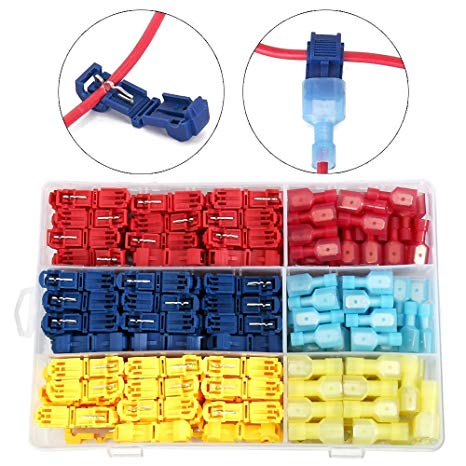 240 PCS T-Tap Wire Connectors,Wrightus Electrical Terminals Assortment - Heavy Duty Insulated Quick Wire Splice Taps and Insulated Male Quick Disconnect Kit