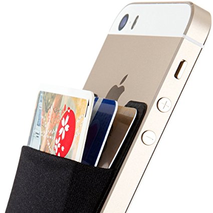 Card Holder, Sinjimoru Ultra-slim Adhesive Wallet iPhone credit card holder, iPhone case with a card holder, Credit Card Wallet, Card Case and Money Clip. For Android, Sinji Pouch Basic 2, Black