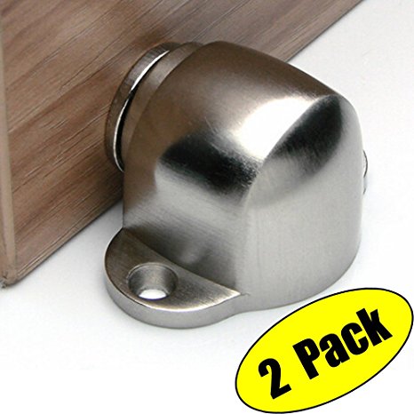 KES Magnetic Door Stopper, Door stop with Catch Screw Mount 2 Pack, SUS 304 Stainless Steel Brushed Finish, HDS202-2-P2