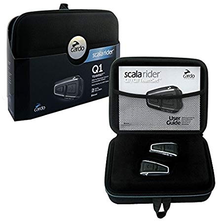 Cardo scala rider Q1 TeamSet Bluetooth Motorcycle Headset and Rider-to-Passenger Communication System, Dual Pack (Discontinued by Manufacturer)