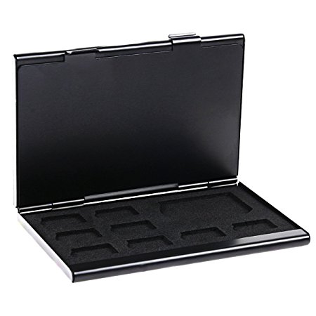 SD Card Holder, WOVTE Aluminum SD TF Micro SD Memory Camera Card Case Holder Protecter Storage,Black