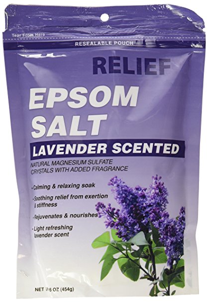 Relief Md Epsom Salt - Lavender Scented, Natural Magnesium Sulfate Crystsals with Added Fragrance, 16 Oz