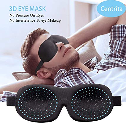 Sleeping mask&Eye Cover,Centrita Soft&Confortable 3D Contoured Eye mask with Adjustable Strap for Sleeping While Traveling,Work Shift,Naps.Blindfold Sleep mask for Men&Women.