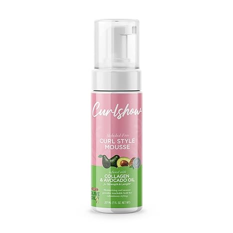 ORS Olive Oil Curlshow Curl Style Mousse Infused with Collagen & Avocado Oil for Strength & Length, Alcohol Free (7.0 oz)