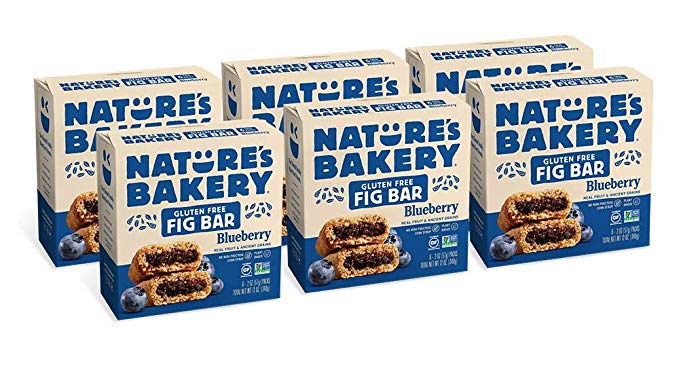 Nature's Bakery Gluten Free Fig Bars, Blueberry, 6- 6 Count Boxes of 2oz Twin Packs  (36 Packs), Vegan Snacks, Non-GMO