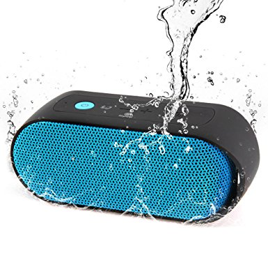 Lepow Waterproof Bluetooth Speaker- Portable IPX6 ,Enhanced Bass with NFC 10W Output Power Wireless Outdoor/ Shower Speakers,Built-in Microphone, 30ft Wireless Range,10-Hour Playtime (Blue)