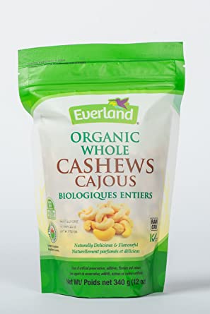 Everland Organic Whole Cashews, 340gm
