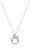 10k White Gold Polished Mother and Child Pendant Necklace 18