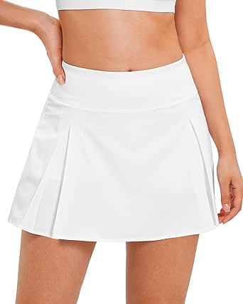 Stelle Women Tennis Skirt Inner Shorts Pleated Golf Athletic Skorts Pockets High Waisted Workout Running Pickleball Sports