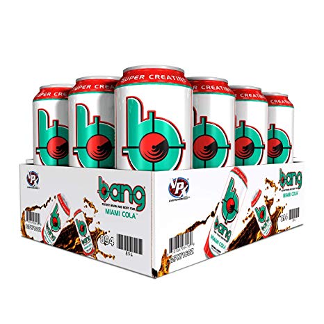 Bang Energy Drink with CoQ10 Creatine Miami Cola (12 Drinks)