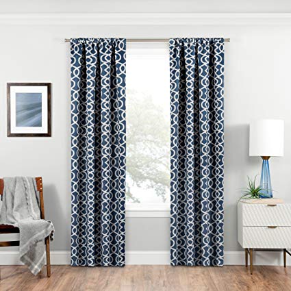 ECLIPSE Room Darkening Curtains for Bedroom - Isanti 37" x 84" Thermal Insulated Single Panel Rod Pocket Light Blocking Curtains for Living Room, Indigo