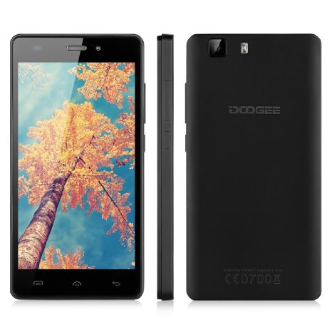 DOOGEE X5S 5.0" HD 4G LTE Android 5.1 Lollipop Smartphone -- MT6735 64bit Quad Core 1.0GHz Dual SIM Free Mobile Phone 1GB/8GB DG Xender Smart Wake Air Gestures GPS WIFI Cellphone (Black)