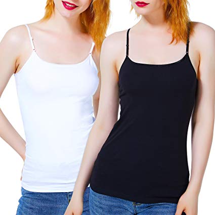 Women’s Tops 2 Pack Camisole Cotton with Spaghetti Straps Tank Top