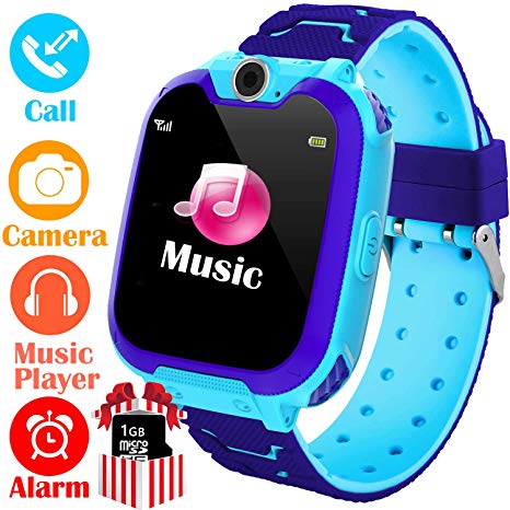 Kids Smart Watch for Boys Girls - HD Touch Screen Sports Smartwatch Phone with Call Camera Games Recorder Alarm Music Player for Children Teen Students Age 3-12 (03 Blue)