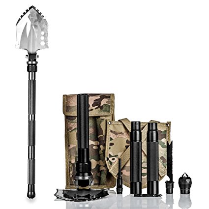 Folding Garden Shovel All in One Multifunctional Multi-tool Spade for Emergency Survival Camping Hiking Backpacking