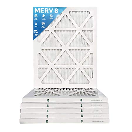 14x20x1 Merv 8 Pleated AC Furnace Air Filters. Box of 6