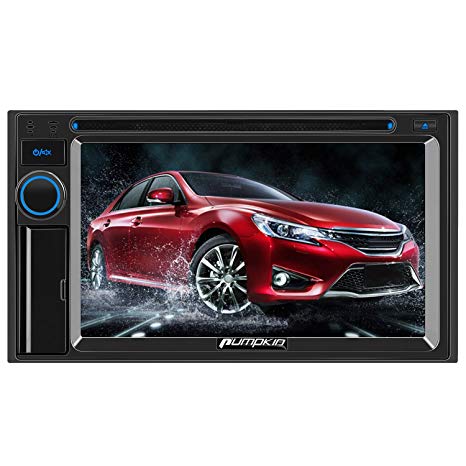 PUMPKIN Double Din Car Stereo Receiver DVD MP5 Player 6.2 Inch Capacitive Touchscreen Radio, Support Backup Camera, MirrorLink, AUX, SD USB