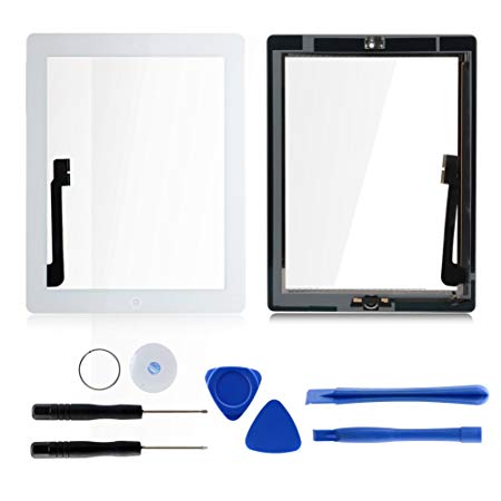 White For iPad 4 Glass Digitizer Touch Screen A1458 A1459 A1460 with Home Button