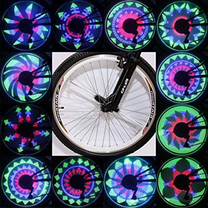 QANGEL LED Bike Wheel Light Spoke Mountain Bicycle Tyre Lights Cycling Bike Tire Light Bicycle Wheel Light Waterproof Double-sided Full Screen Display for Bicycle Decoration
