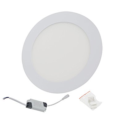 JESLED 6" Ultra-thin Round LED Recessed Ceiling Panel Light Ultra thin downlight 12Watt 1080lm (90W Incandescent Equivalent) Indoor Commercial Lighting Bulb Lamps (Warm White 3000K)
