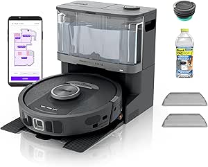 Shark Robot Vacuum & Mop Combo, PowerDetect NeverTouch, Self-Emptying & Self-Refilling, 60-Day Debris Capacity, 30-Day Refill Tank, Pad Dry, 5 Intelligent PowerDetect Cleaning Technologies, RV2820YE