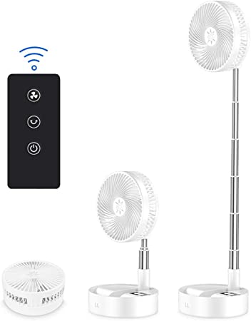 AICase Stand Fan,Folding Portable Telescopic Floor/USB Desk Fan with Remote control,7200mAh 4 Speeds Super Quiet Adjustable Height and Head Great for Office Home Outdoor Camping