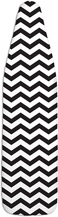 Epica Silicone Coated Ironing Board Cover- Resists Scorching and Staining - 15"x54" (Board not Included) (Chevron: Black and White)