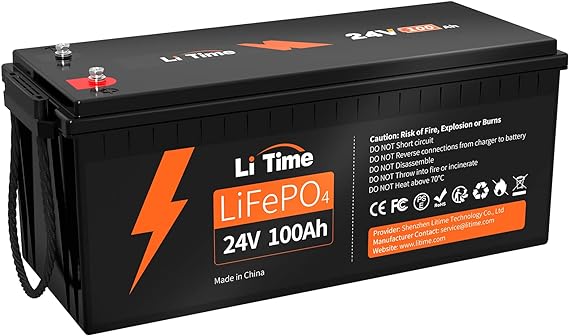 Litime 24V 100Ah LiFePO4 Battery 25.6 Volt Deep Cycle Lithium Iron Phosphate Solar Battery 2560Wh for RV, Trolling Motor, Marine