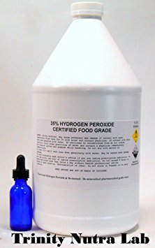 1 Gallon TNL Certified 35% Food Grade Hydrogen Peroxide + Free Real Blue Cobalt Dropper Bottle. Shipped Fast.