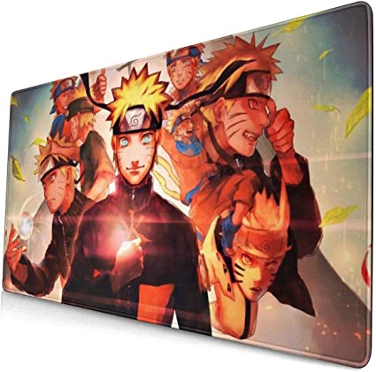 Anime Naruto Uzumaki Gaming Mouse Pad - Non-Slip Water-Resistant Rubber Base Computer Keyboard Mouse Mat 15.8x29.5Inch