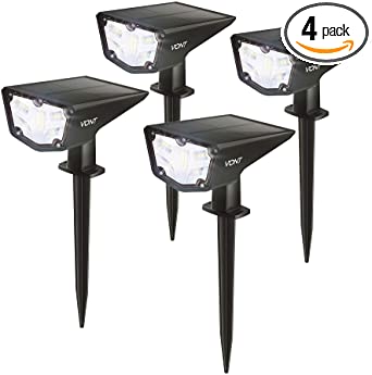 Vont Outdoor Solar Lights [4 Pack] IPX7 Waterproof Landscape Spotlights, Garden Lights, Wireless Solar Powered Outdoor Lights/Lighting for Yard, Walkway, Driveway, Porch, Patio (Cool White)