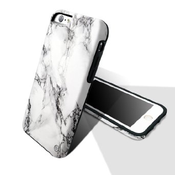 iPhone 6 6s case marble, Akna® TrustWorthy Series Dual Layer [Hard PC Soft TPU Bumper] High Impact Cover [3D Alive Pattern] for both iPhone 6 & iPhone 6s (4.7" iPhone) [White Marble Texture](U.S)