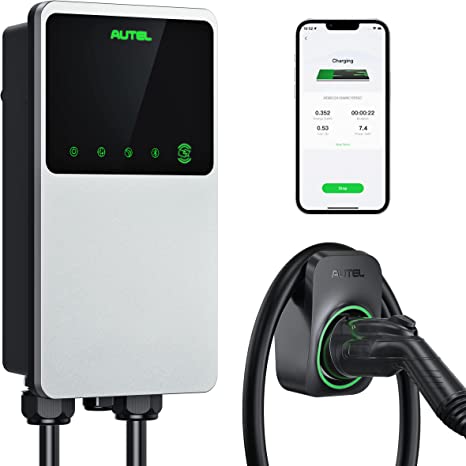 Autel MaxiCharger Home Electric Vehicle (EV) Charger, up to 40 Amp, 240V, Level 2 WiFi and Bluetooth Enabled EVSE, NEMA 14-50 Plug, Indoor/Outdoor, 25-Foot Cable with Separate Holster, Silver