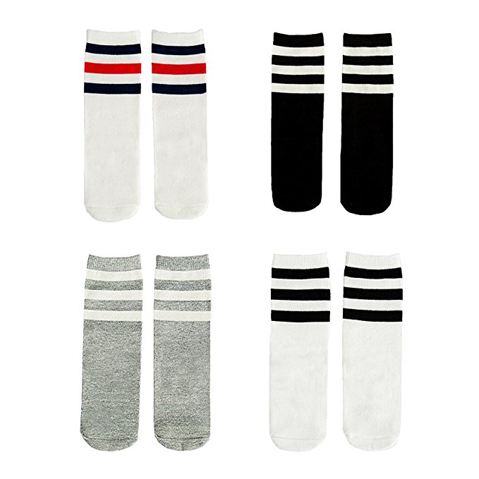 Dare Color Uniform Knee High Socks with Stripes Tube Socks for Kids