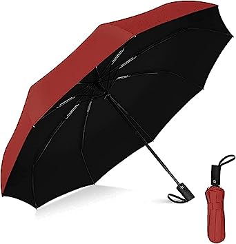 COLLAR AND CUFFS LONDON Portable Travel Umbrella - Umbrellas for Rain Windproof, Strong Compact & Easy Auto Open/Close Button for Single Use Umbrella for Wind and Rain,