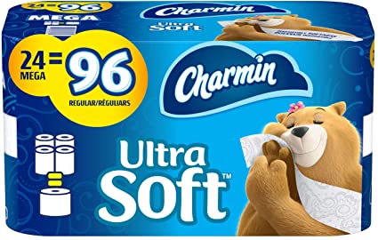 Charmin Ultra Soft Toilet Paper, 24 Mega Rolls Bathroom Tissue = 96 Regular Rolls
