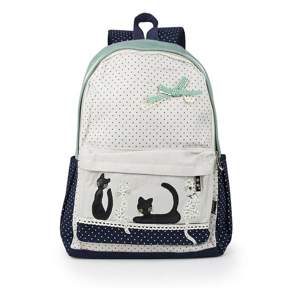 School Dot Bags Backpacks Girls Demin Bow Cute Bookbags Student Laptop Backpack School Bag Travel Daypack Handbag for Teenage
