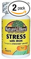 Nature's Blend Stress Advanced Formula Vitamins with IRON Compares to STRESSTABS with IRON (Pack of 2)