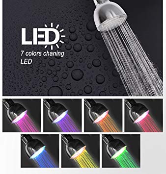 Coby Chrome Plated Fixed LED Multicolor 7 Color Shower Head Bathroom Glow Light