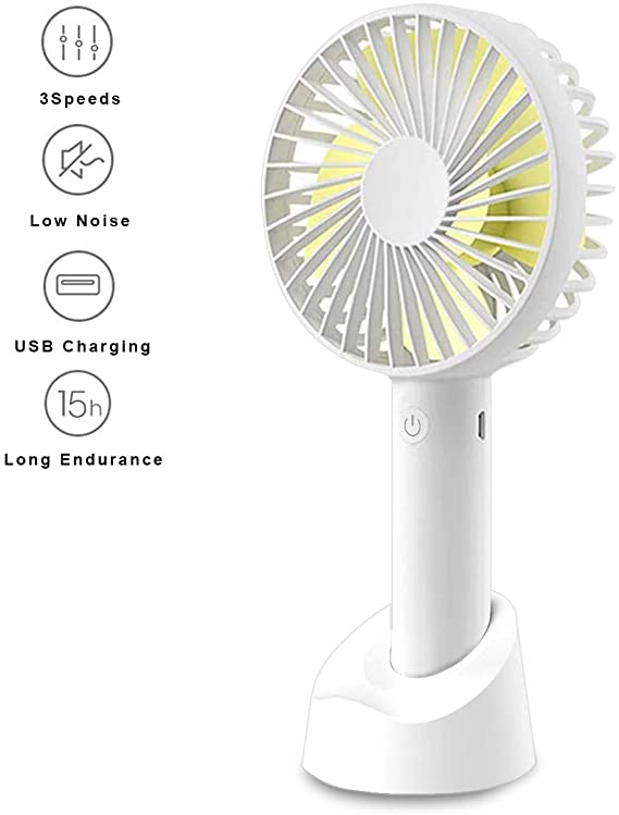 Eebuy Handheld Portable Battery Operated Rechargeable USB Fan,Mini Personal Fan with 3 Settings for Travel Home and Office Use