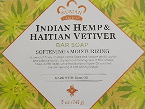 Nubian Indian Hemp and Haitian Vetiver Soap, 5 Ounces (Pack of 3)