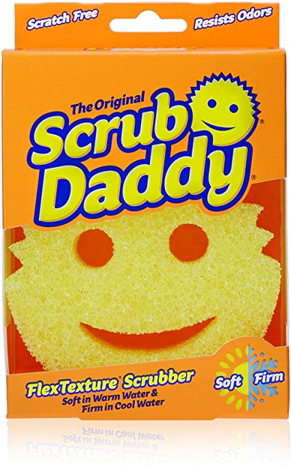 Scrub Daddy-The Original Scrub Daddy - FlexTexture Sponge, Soft in Warm Water, Firm in Cold, Deep Cleaning, Dishwasher Safe, Multi-use, Scratch Free, Odor Resistant, Functional, Ergonomic, 1ct