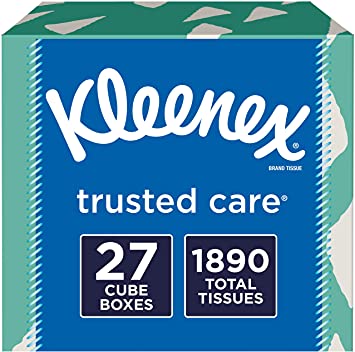 Kleenex Trusted Care Facial Tissues, 27 Cube Boxes, 70 Tissues per Box (1,890 Tissues Total)