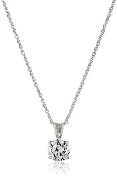 Sterling Silver Round-Cut Cubic Zirconia Pendant Necklace, 18"