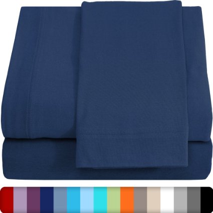 Ivy Union® 100% Cotton Jersey Sheet Set Twin Extra Long - Twin XL (Dark Blue)