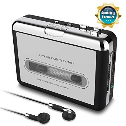 USB Cassette Tape to MP3 Converter,2019 Upgrade Version Portable CD Music/Walkman Tapes Recorder Digital Audio Music Player Earphone