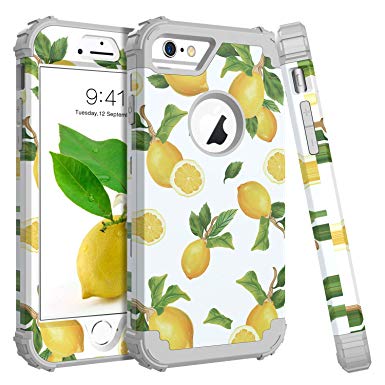 BENTOBEN Case iPhone 6/iPhone 6S, 3 in 1 Hybrid Hard PC Soft Silicone Heavy Duty Rugged Bumper Shockproof Three Layers Protective Cases Cute Lemon Girly Phone Case Cover iPhone 6/6S- Yellow