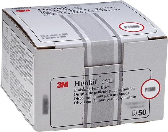 3M Hookit Finishing Film Abrasive Disc 260L, 00910, 3 in, P800, 50 discs per carton